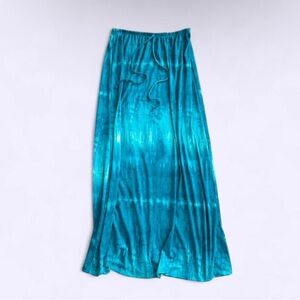 Vintage Y2K Teal Tie Dye Maxi Skirt Espresso Cotton Blend M 8 10